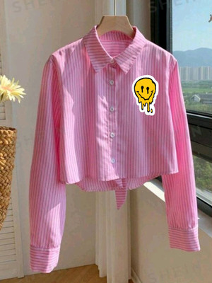 hug nation Women Striped Casual Pink Shirt