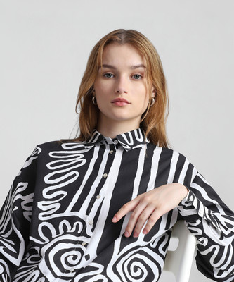 ONLY Women Printed Casual Black Shirt