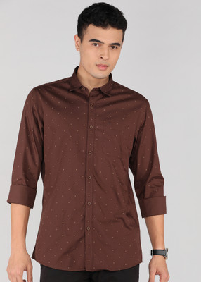 PETER ENGLAND Men Printed Casual Maroon Shirt