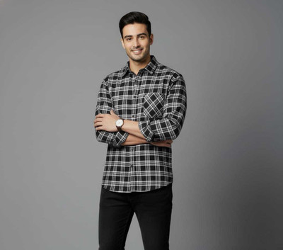 ABC Men Checkered Casual Black, White Shirt