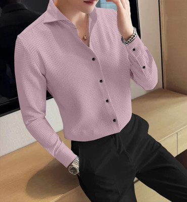 GCFAB Men Striped Casual Pink Shirt