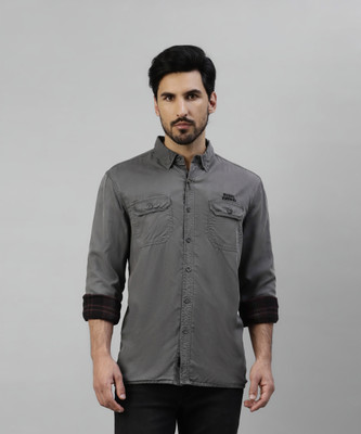 ROYAL ENFIELD Men Solid Casual Grey Shirt