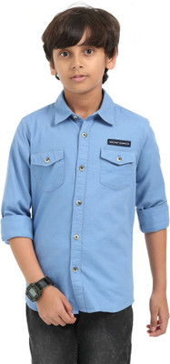 ROCKET SCIENCE Boys Solid Casual Light Blue Shirt