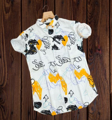 Prinza Men Floral Print Casual Blue Shirt