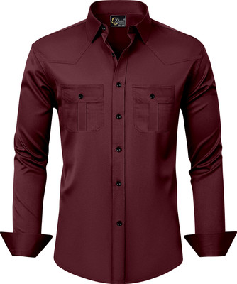IKON FASHION Men Solid Casual Maroon Shirt