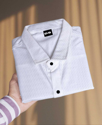 Pribha Fashion Men Self Design Casual White Shirt