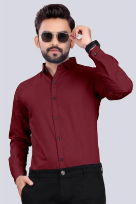 Restore Fashion Men Solid Casual Maroon Shirt