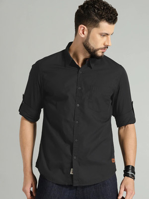 Roadster Men Solid Casual Black Shirt