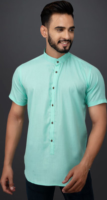 FURBO Men Solid Casual Light Green Shirt