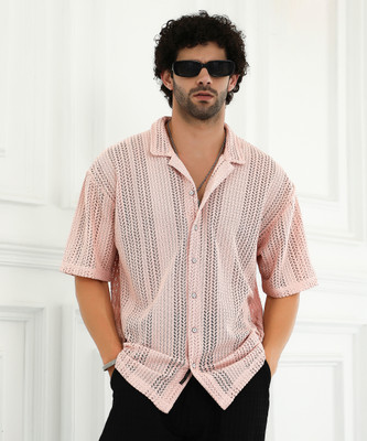 CAMPUS SUTRA Men Self Design Casual Pink Shirt