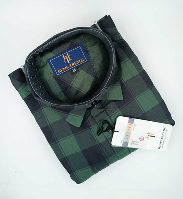 Hems trends Men Checkered Casual Green, Dark Blue Shirt