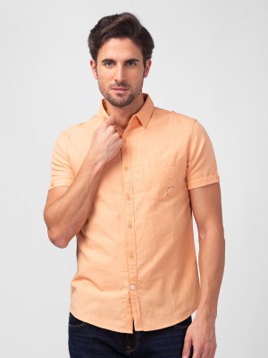 Spykar Men Solid Casual Pink Shirt