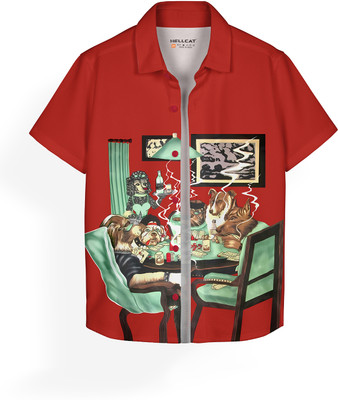 Hellcat Boys Printed Casual Red Shirt