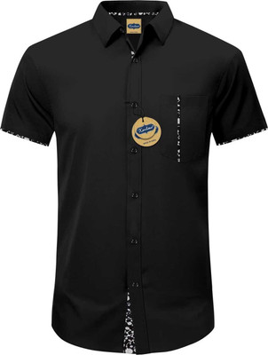 GAZZY CREATION Men Solid Casual Black Shirt