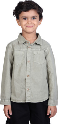 Hubkick Boys Printed Casual Green Shirt