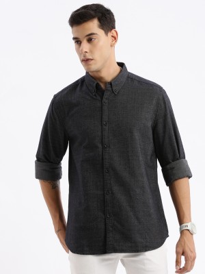 Showoff Men Self Design Casual Black Shirt