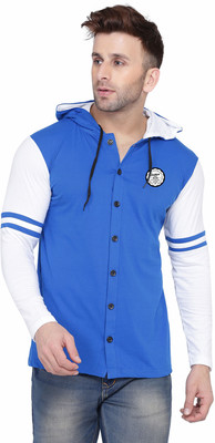 Lawful Casual Men Printed Casual Blue, White Shirt