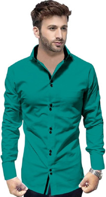 Tyzlo Men Solid Casual Green Shirt