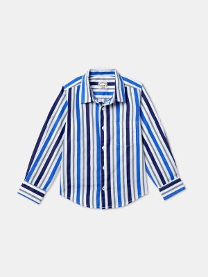 ZION Boys Striped Casual Blue Shirt