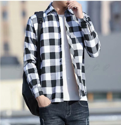 balino Men Checkered Casual Black, White Shirt