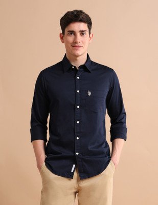 U.S. POLO ASSN. Men Solid Casual Blue Shirt