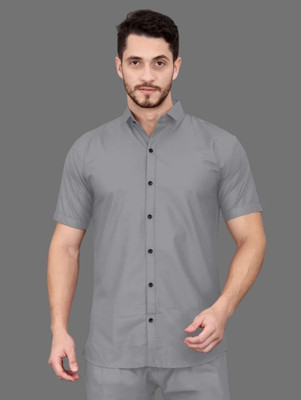 Radiance Creations Men Solid Casual Grey Shirt
