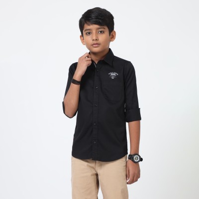 Rs fashions Boys Solid Casual Black Shirt