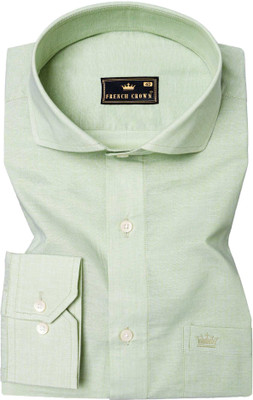 french crown Men Solid Casual Green Shirt