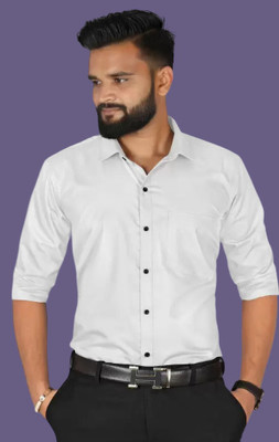 RadhikaFashion Men Solid Casual White Shirt