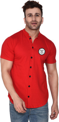 GEUM Men Printed Casual Red Shirt