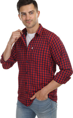 Trending Ayansh Men Solid Casual Dark Blue, Red Shirt