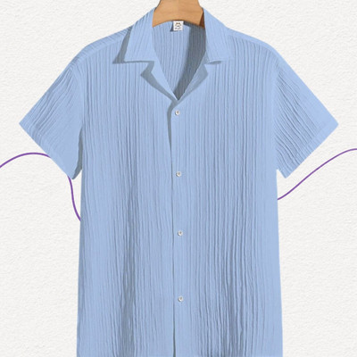 Nita creation Men Striped Formal Light Blue Shirt