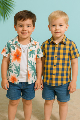 SHVFashion Boys Printed Casual Multicolor Shirt(Pack of 2)