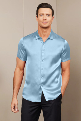 PRIMEFIELD Men Solid Casual Light Blue Shirt