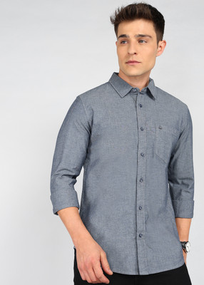 United Colors of Benetton Men Solid Casual Grey Shirt