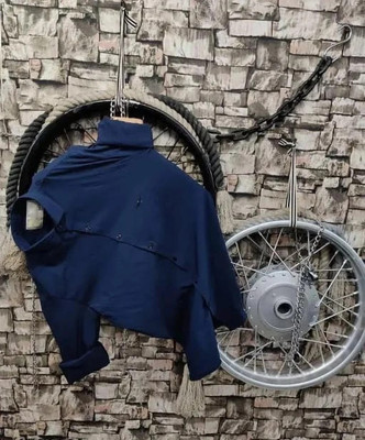 ISUEL Febb Men Solid Casual Dark Blue Shirt