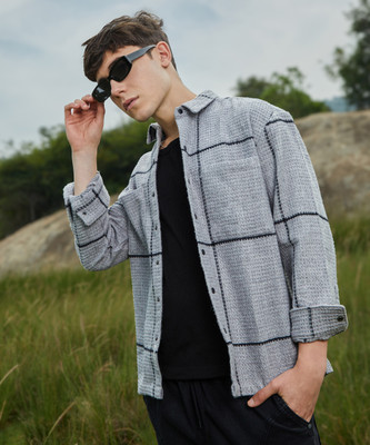 CAMPUS SUTRA Men Checkered Casual Grey Shirt
