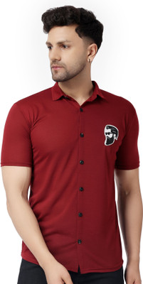 Blisstone Men Printed Casual Maroon Shirt