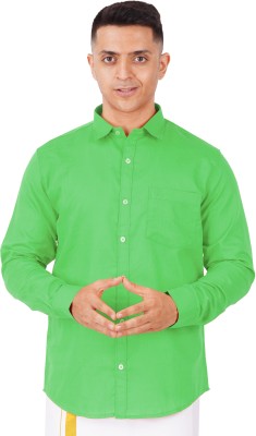 Chithra Fabrics Men Solid Casual Green Shirt