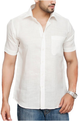 BASE 41 Men Solid Casual White Shirt