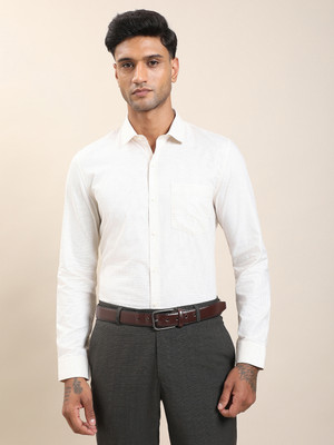 TURTLE Men Self Design Formal White Shirt