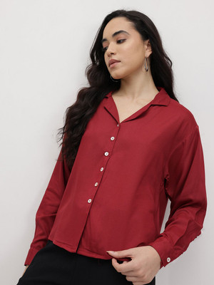 Roadster Women Solid Casual White Shirt