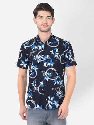 Zeal G Men Printed Casual Dark Blue, White Shirt