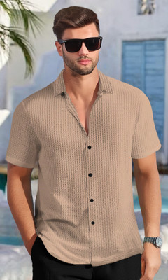 TRIPR Men Solid Casual Beige Shirt