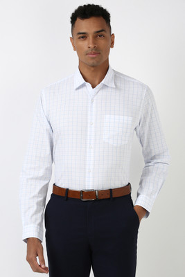PETER ENGLAND Men Checkered Formal White Shirt