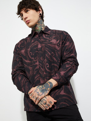 MAX Men Printed Casual Maroon Shirt