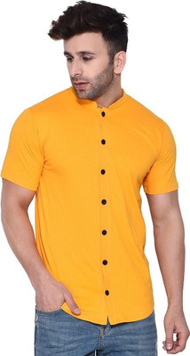 tfurnish Men Self Design Casual Yellow Shirt