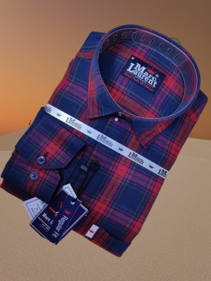 Marc Laurent Men Checkered Casual Red, Dark Blue Shirt