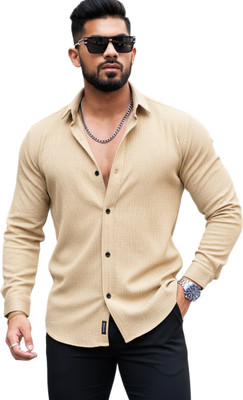 Khushi Creation Men Solid Casual Beige Shirt