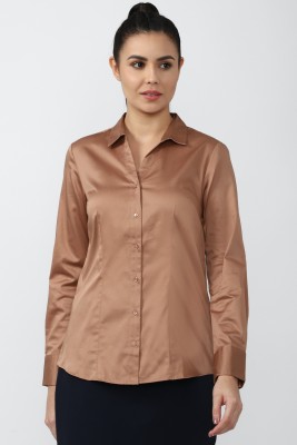 VAN HEUSEN Women Solid Casual Brown Shirt